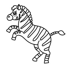 Adorable cartoon zebra coloring page for kids and educational activities.