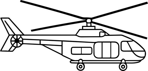 heavy lift helicopter outline vector illustration line art