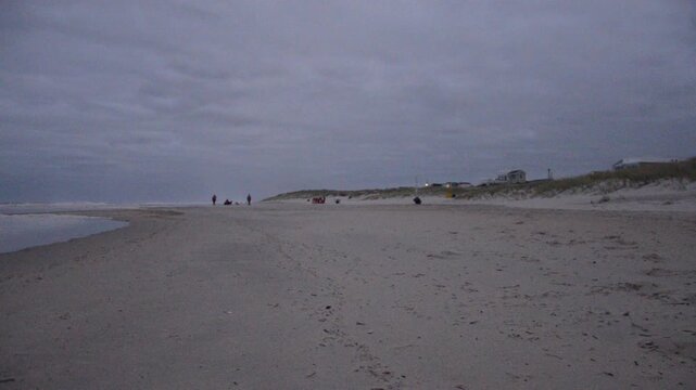 Ship Bottom, NJ, beach at dusk ahead of Hurricane Erin