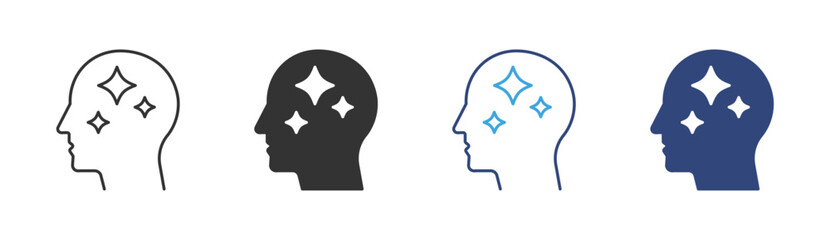 Imagination  icon set in outline and flat style , mind creativity icon , vector illustration. 