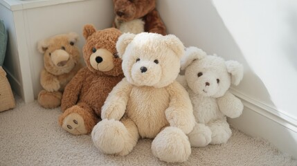 Assortment of soft plush teddy bears for children, perfect for cuddling