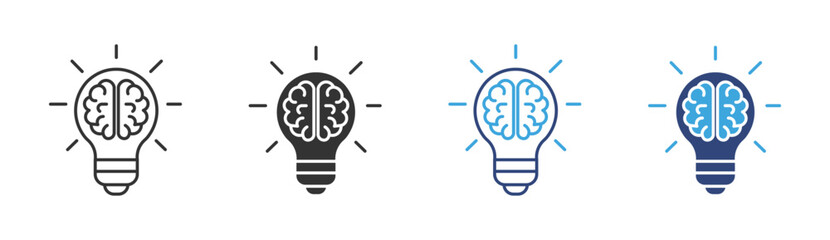 Brain inside lightbulb icon set,  creativity and intelligence concept . vector illustration .  © Icon Atelier