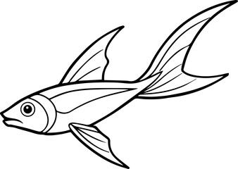 flying fish outline vector illustration line art