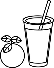 fruit juice outline vector illustration line art