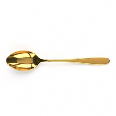 A golden spoon, isolated on a white background,