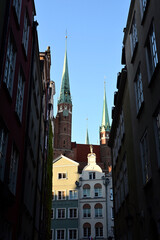 Obraz premium Gdansk, Poland. St. Mary's Church or formally the Basilica of the Assumption of the Blessed Virgin Mary - brick gothic catholic church located in Gdansk