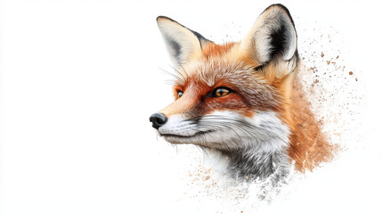 Obraz premium Detailed watercolor illustration of fox, showcasing its vibrant orange fur and expressive eyes, evokes sense of wild beauty and grace