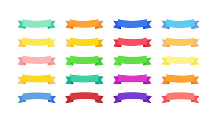 Obraz premium Collection of colorful decorative ribbons in various shades arranged on a white background