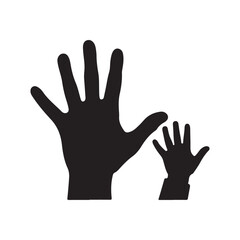 Adult and children hand silhouette icon vector flat illustration design on white background