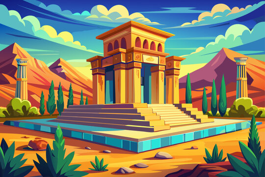 vector of Naghse Rostam - the tomb of Achaemenid kings near Persepolis