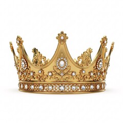A golden crown with an exquisite openwork pattern and sparkling diamond inlay,