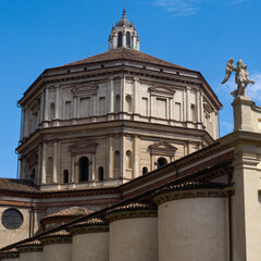 Exterior of the historic Santa Maria della Passione church in Milan, Italy