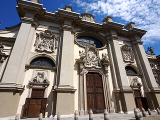 Exterior of the historic Santa Maria della Passione church in Milan, Italy
