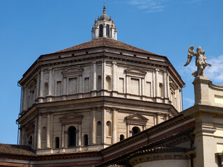Exterior of the historic Santa Maria della Passione church in Milan, Italy
