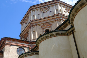 Exterior of the historic Santa Maria della Passione church in Milan, Italy