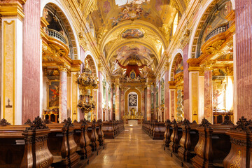 Vienna Austria 03-20-2025 Amazing fresco in the Jesuit Church, also known as the University Church which is a two-floor double-tower church in Vienna, Austria. Influenced by early Baroque principles