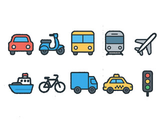 transportation icons set