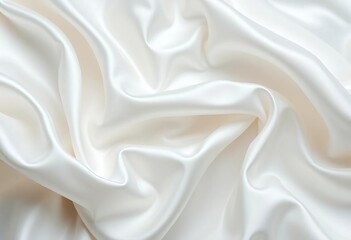 Obraz premium Close-up of luxurious, crumpled white silk fabric Elegant texture and folds, smooth, delicate