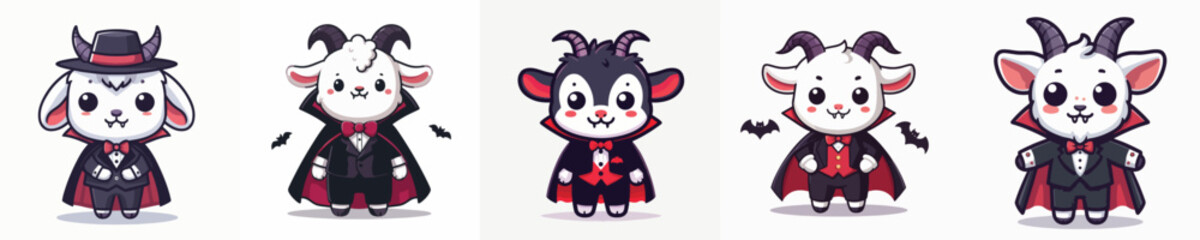 cute goat vector in Dracula costume