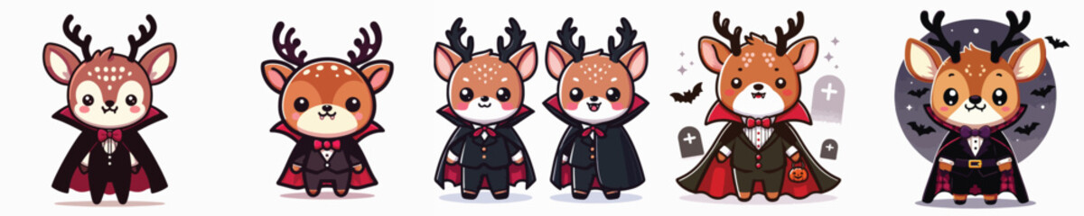 cute deer vector dressed as dracula