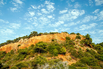 mountain landscape with blue sky and clouds