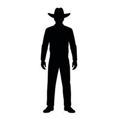 Cowboy man silhouette, western ranch worker design