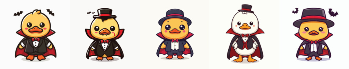 cute duck vector in Dracula costume