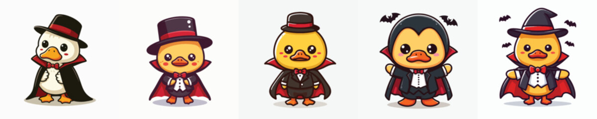 cute duck vector in Dracula costume