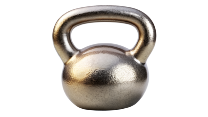 A shiny metal kettlebell isolated on transparent background, a popular tool for strength and conditioning, promoting fitness and a healthy lifestyle