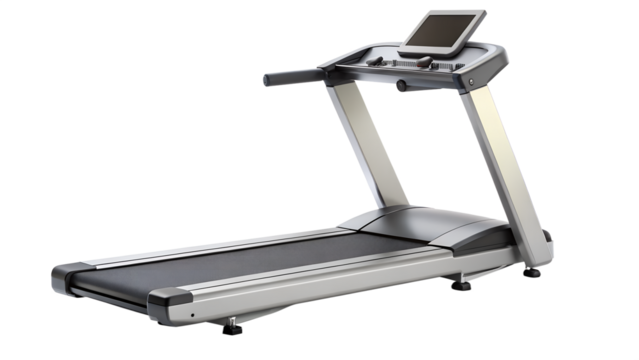 Modern treadmill machine for fitness and exercise isolated on transparent background, perfect for cardio workout and healthy lifestyle