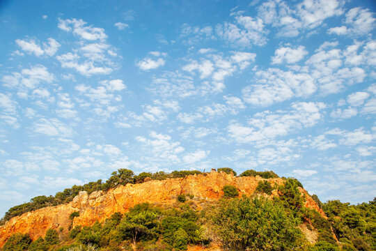 large blue sky with white clouds over hill, burgazazada istanbul