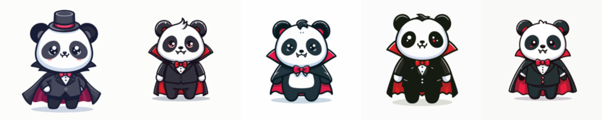 cute panda vector in Dracula costume