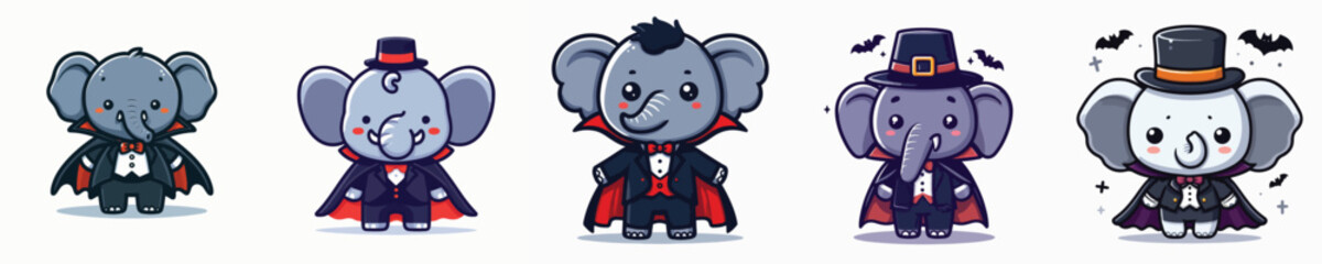 cute elephant vector wearing Dracula costume