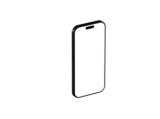Modern isometric illustration of a black smartphone with a blank screen, perfect for app presentations or mobile device designs.