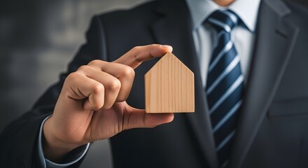 Find your dream home: real estate agent holding house model for property investment advice now