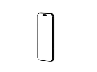 High-quality image of a black smartphone mockup with a blank screen, perfect for app presentations or website designs. Isolated on white backgr