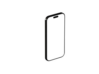 Clean isometric illustration of a black smartphone. Perfect for app presentations, website design, and mobile technology concepts.