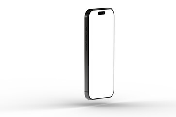 High-quality image of a black smartphone mockup with a blank screen, perfect for app presentations or website designs.