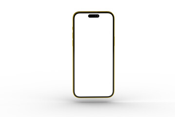 High-quality image of a gold smartphone with a blank screen, perfect for app presentations or website designs.