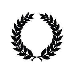 Elegant laurel wreath in silhouette bestowing honor and achievement symbol of victory, laurel wreath with leaves silhouette vector illustration