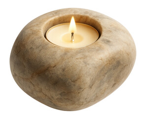 Stone tealight holder with a natural finish