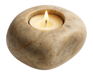 Stone tealight holder with a natural finish