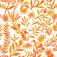Stylized seamless pattern of autumn foliage for seasonal design projects and wallpaper