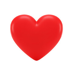 Red heart isolated on white background for love and romance design
