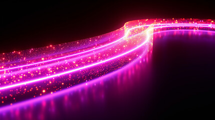 Abstract glowing pink and purple lines on dark surface.