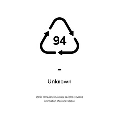 Recycle sign for 94 unknown material waste