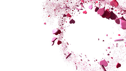 realistic isolated heart confetti on the transparent background for decoration and covering. Concept of Happy Valentine's Day,