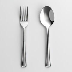 Shiny fork and spoon on white (1)
