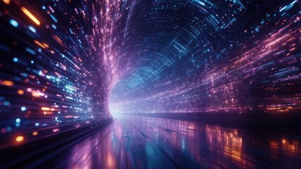 Fototapeta premium Abstract tunnel with vibrant lights