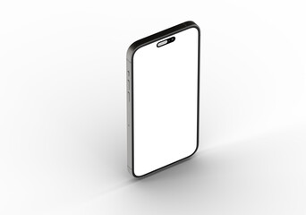 High-quality photo of a modern smartphone with a blank screen, perfect for app presentations or website mockups.